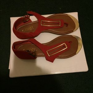 red and gold sandals